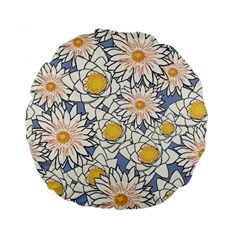 Flowers Pattern Lotus Lily Standard 15  Premium Flano Round Cushions