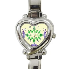 Thistle Flower Purple Thorny Flora Heart Italian Charm Watch by Bajindul