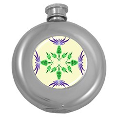 Thistle Flower Purple Thorny Flora Round Hip Flask (5 Oz) by Bajindul