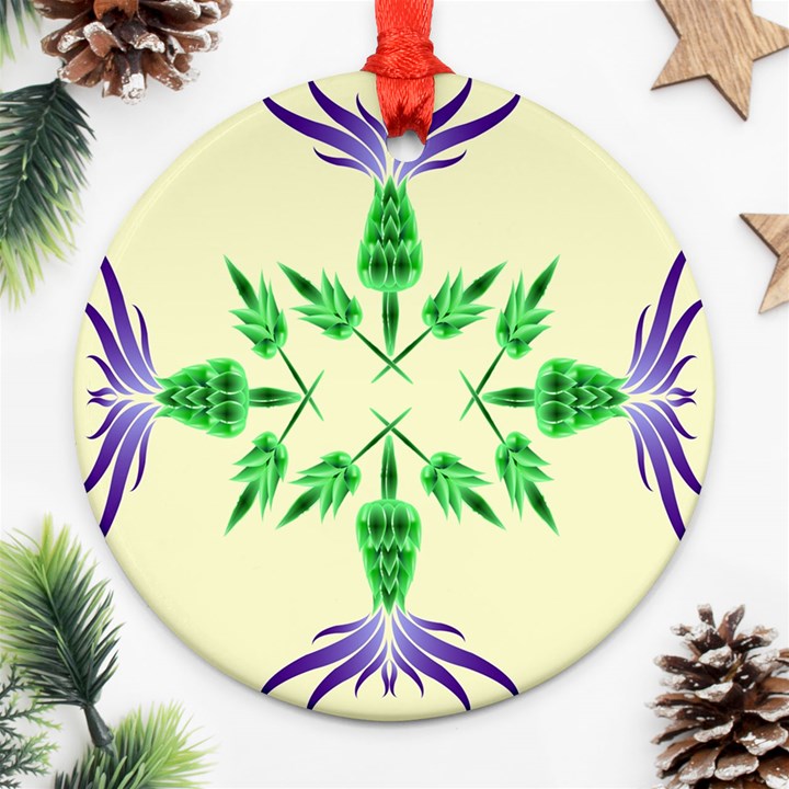 Thistle Flower Purple Thorny Flora Round Ornament (Two Sides)