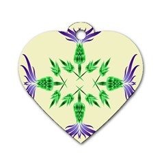 Thistle Flower Purple Thorny Flora Dog Tag Heart (Two Sides)