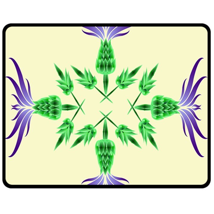 Thistle Flower Purple Thorny Flora Fleece Blanket (Medium) 