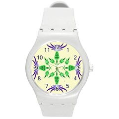 Thistle Flower Purple Thorny Flora Round Plastic Sport Watch (m) by Bajindul