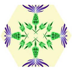 Thistle Flower Purple Thorny Flora Wooden Puzzle Hexagon by Bajindul