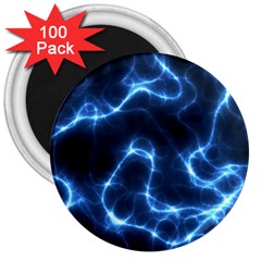 Lightning Electricity Pattern Blue 3  Magnets (100 Pack) by Mariart