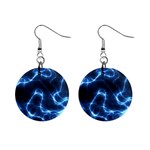 Lightning Electricity Pattern Blue Mini Button Earrings Front