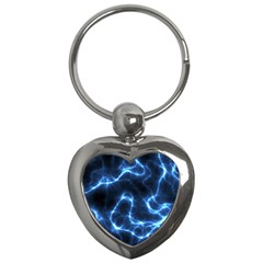 Lightning Electricity Pattern Blue Key Chain (heart)