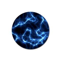 Lightning Electricity Pattern Blue Rubber Coaster (round)  by Mariart