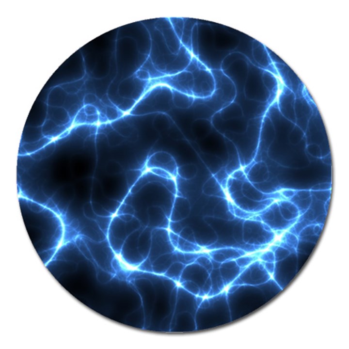 Lightning Electricity Pattern Blue Magnet 5  (Round)