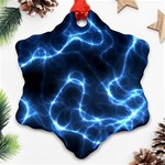 Lightning Electricity Pattern Blue Ornament (Snowflake) Front