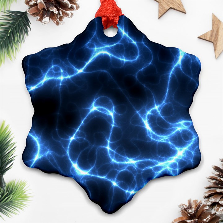 Lightning Electricity Pattern Blue Ornament (Snowflake)