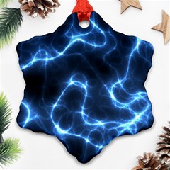 Lightning Electricity Pattern Blue Snowflake Ornament (two Sides) by Mariart