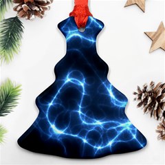 Lightning Electricity Pattern Blue Christmas Tree Ornament (two Sides) by Mariart