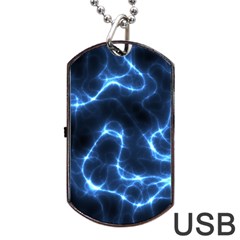 Lightning Electricity Pattern Blue Dog Tag Usb Flash (two Sides) by Mariart