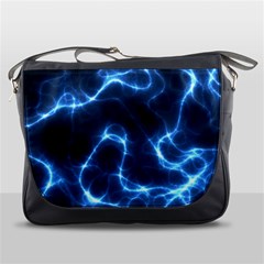 Lightning Electricity Pattern Blue Messenger Bag by Mariart