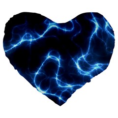 Lightning Electricity Pattern Blue Large 19  Premium Heart Shape Cushions by Mariart