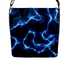 Lightning Electricity Pattern Blue Flap Closure Messenger Bag (l) by Mariart