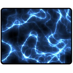 Lightning Electricity Pattern Blue Double Sided Fleece Blanket (medium)  by Mariart