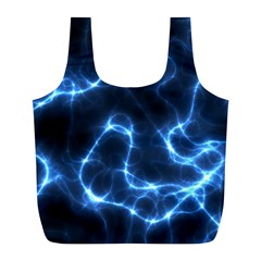 Lightning Electricity Pattern Blue Full Print Recycle Bag (l) by Mariart