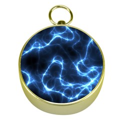 Lightning Electricity Pattern Blue Gold Compasses by Mariart