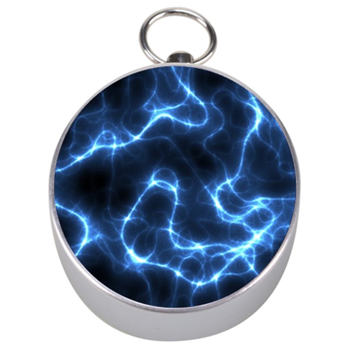 Lightning Electricity Pattern Blue Silver Compasses