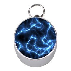 Lightning Electricity Pattern Blue Mini Silver Compasses by Mariart