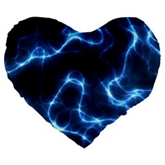 Lightning Electricity Pattern Blue Large 19  Premium Flano Heart Shape Cushions by Mariart