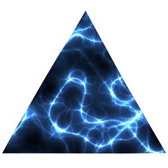 Lightning Electricity Pattern Blue Wooden Puzzle Triangle by Mariart