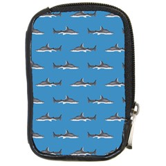 Shark Pattern Compact Camera Leather Case by bloomingvinedesign