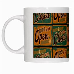 Open Closed 1 White Mugs by ArtworkByPatrick