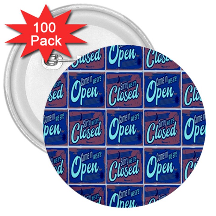 OPEN-CLOSED-1 3  Buttons (100 pack) 