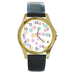 Hearts Round Gold Metal Watch by Lullaby