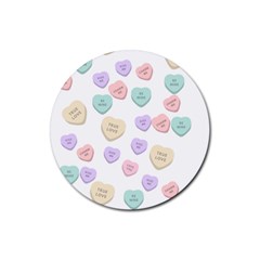 Hearts Rubber Coaster (round)  by Lullaby