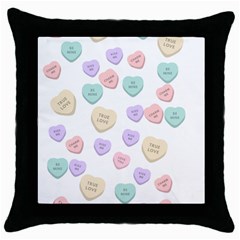 Hearts Throw Pillow Case (black)