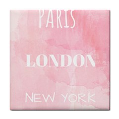 Paris, London, New York Tile Coaster