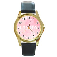 Paris, London, New York Round Gold Metal Watch by Lullaby