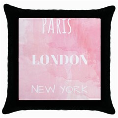 Paris, London, New York Throw Pillow Case (black) by Lullaby