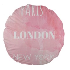 Paris, London, New York Large 18  Premium Flano Round Cushions by Lullaby