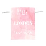 Paris, London, New York Lightweight Drawstring Pouch (L) Front