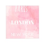 Paris, London, New York Small Satin Scarf (Square) Front