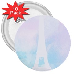 Pastel Eiffel s Tower, Paris 3  Buttons (10 Pack)  by Lullaby