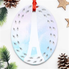 Pastel Eiffel s Tower, Paris Oval Filigree Ornament (two Sides) by Lullaby