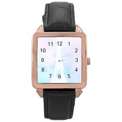 Pastel Eiffel s Tower, Paris Rose Gold Leather Watch  by Lullaby