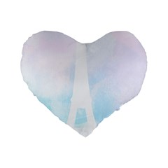 Pastel Eiffel s Tower, Paris Standard 16  Premium Flano Heart Shape Cushions by Lullaby