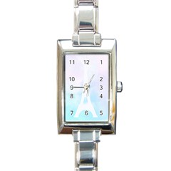 Pastel Eiffel s Tower, Paris Rectangle Italian Charm Watch by Lullaby