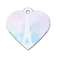 Pastel Eiffel s Tower, Paris Dog Tag Heart (one Side) by Lullaby