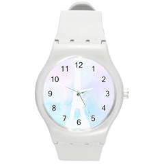 Pastel Eiffel s Tower, Paris Round Plastic Sport Watch (m) by Lullaby