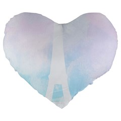 Pastel Eiffel s Tower, Paris Large 19  Premium Flano Heart Shape Cushions by Lullaby