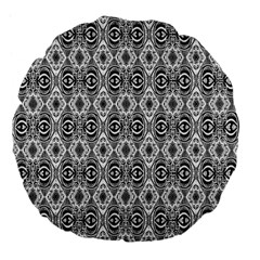 Black White 6 Large 18  Premium Flano Round Cushions by ArtworkByPatrick