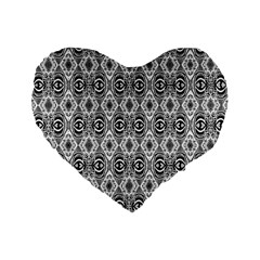 Black White 6 Standard 16  Premium Flano Heart Shape Cushions by ArtworkByPatrick